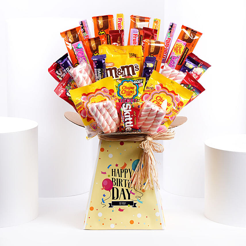 Colorful Birthday Wishes Treats Box: Gift Hampers 