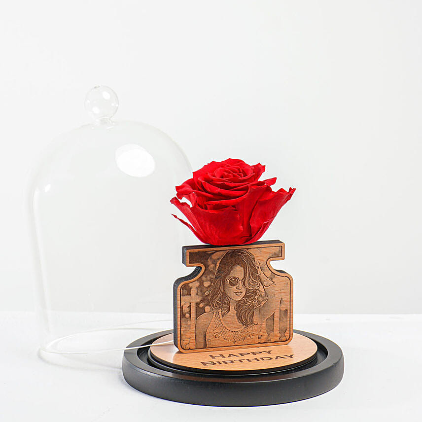 Personalized Red Forever Rose Arrangement: Birthday Gifts 
