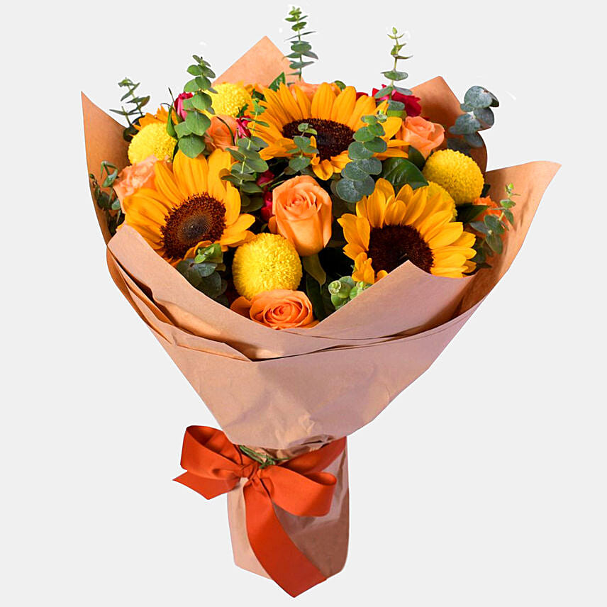 Ray Of Happiness Flower Bouquet: Sunflowers 